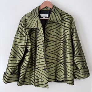Caroline Rose Green/Black Silk Blazer Jacket